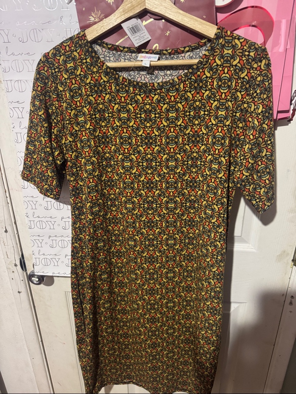 LuLaRoe Yellow Orange Green Floral-Print Midi Dress